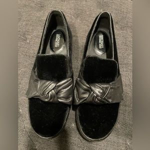 Black velvet and leather, rubber sole…Micheal Kros loafers..size 6.5.